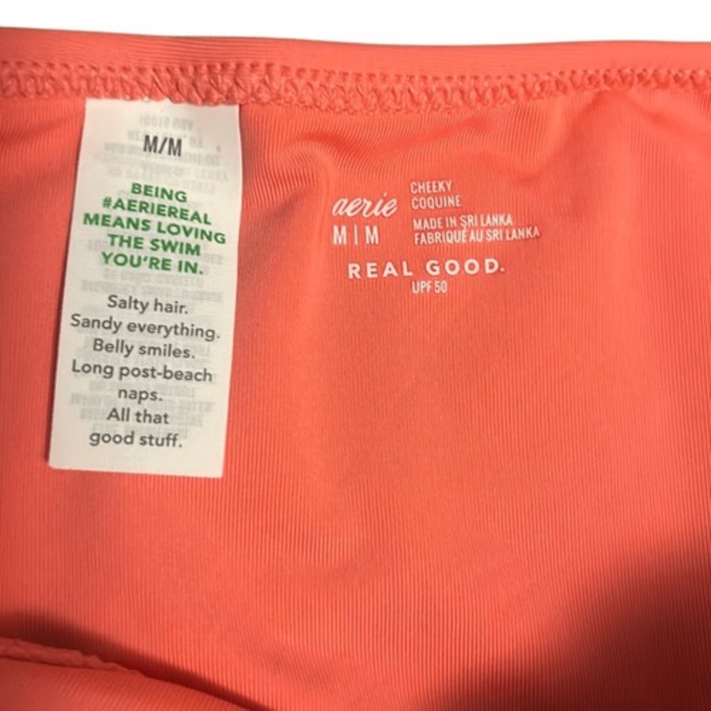 Aerie Cheeky Bikini Bottoms Coral Embellished Size Medium - Picture 2 of 4